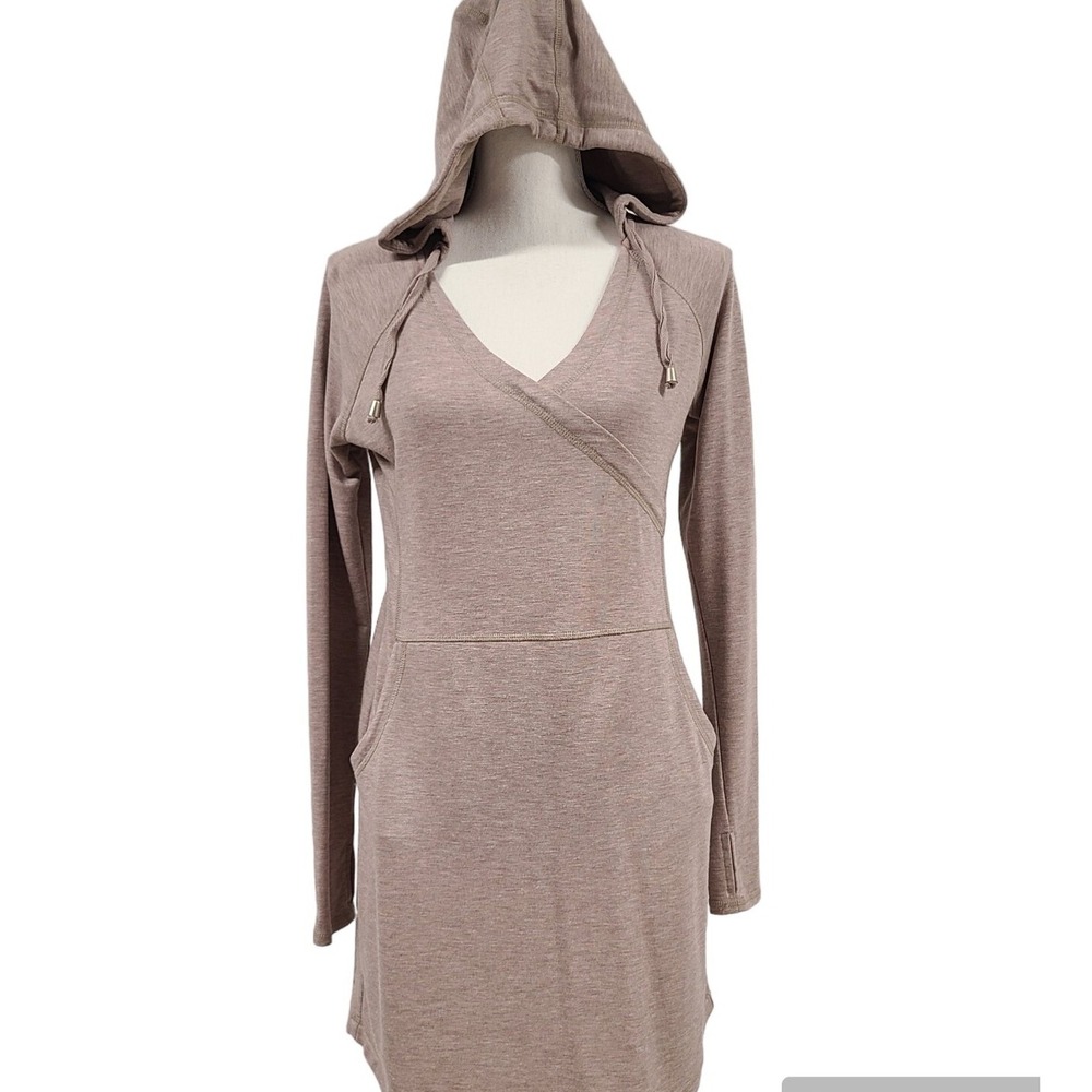 DAKINI Pullover Hooded Dress Sweatshirt Women's Size‎ S/P Oatmeal Beige EUC